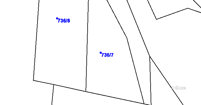 Parcela st. 736/7 v KÚ Zaliny, Katastrální mapa