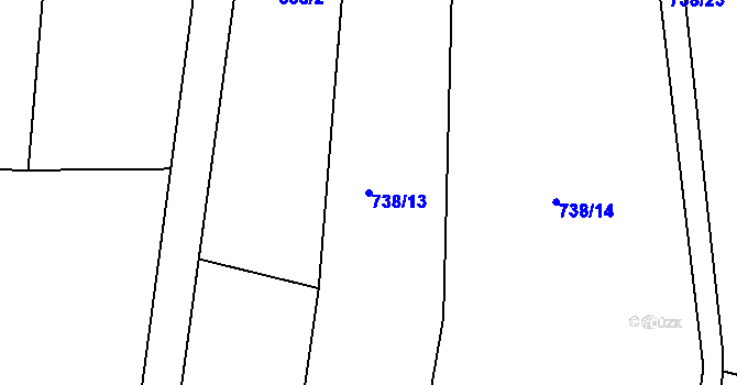 Parcela st. 738/13 v KÚ Zaliny, Katastrální mapa