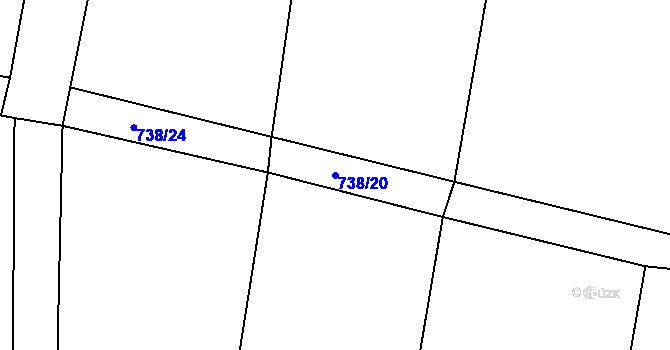 Parcela st. 738/20 v KÚ Zaliny, Katastrální mapa