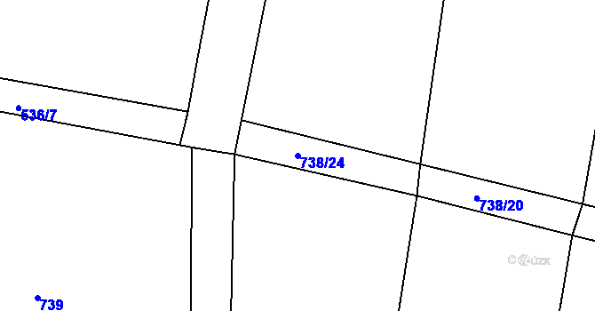 Parcela st. 738/24 v KÚ Zaliny, Katastrální mapa