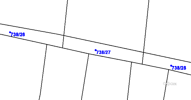 Parcela st. 738/27 v KÚ Zaliny, Katastrální mapa