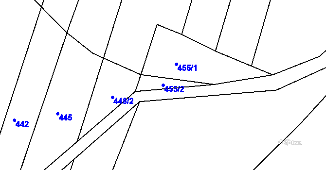 Parcela st. 455/2 v KÚ Zaliny, Katastrální mapa
