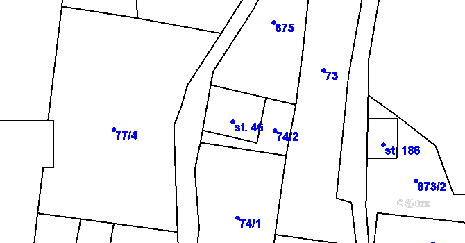 Parcela st. 46 v KÚ Kaliště, Katastrální mapa