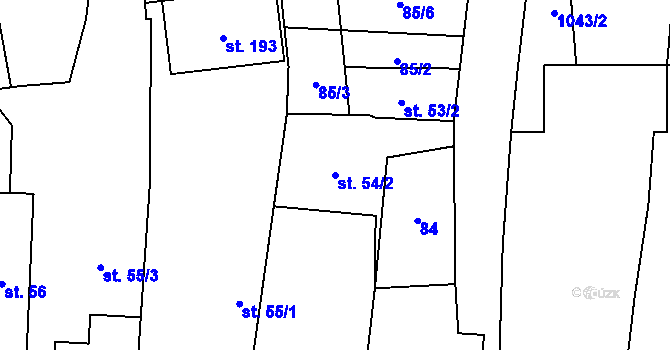 Parcela st. 54/2 v KÚ Kaliště, Katastrální mapa
