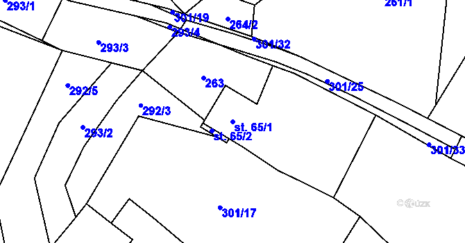 Parcela st. 65/1 v KÚ Kaliště, Katastrální mapa