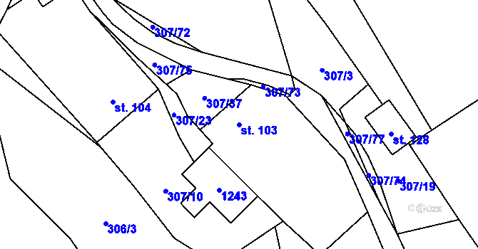 Parcela st. 103 v KÚ Kaliště, Katastrální mapa