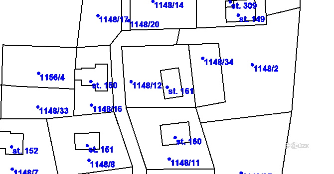 Parcela st. 161 v KÚ Kaliště, Katastrální mapa