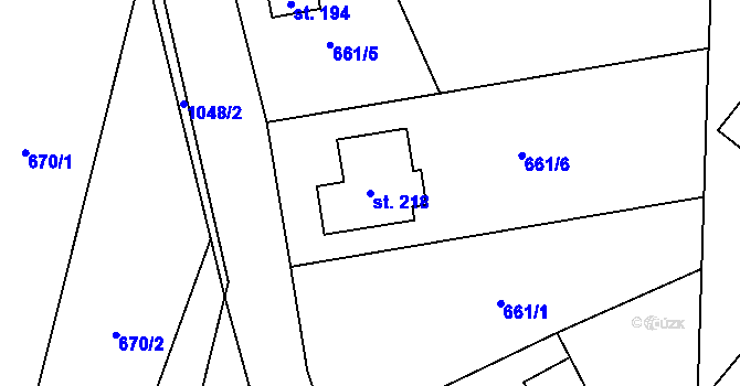 Parcela st. 218 v KÚ Kaliště, Katastrální mapa
