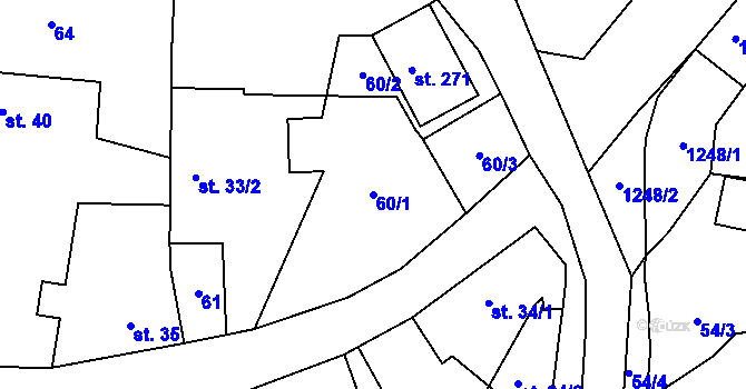 Parcela st. 60/1 v KÚ Kaliště, Katastrální mapa