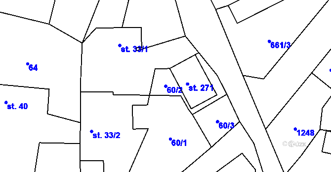 Parcela st. 60/2 v KÚ Kaliště, Katastrální mapa