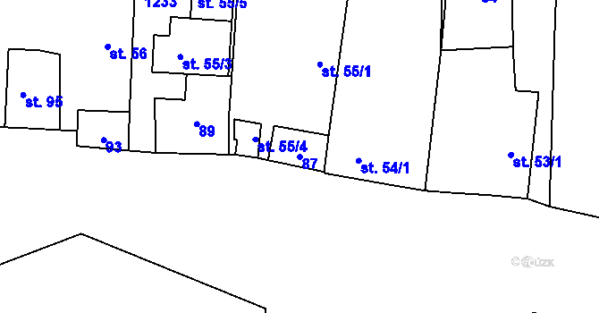 Parcela st. 87 v KÚ Kaliště, Katastrální mapa