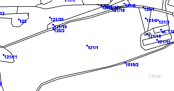 Parcela st. 121/1 v KÚ Kaliště, Katastrální mapa