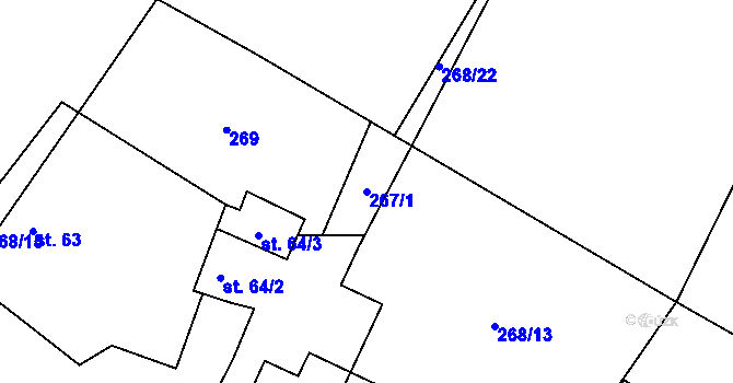 Parcela st. 267/1 v KÚ Kaliště, Katastrální mapa