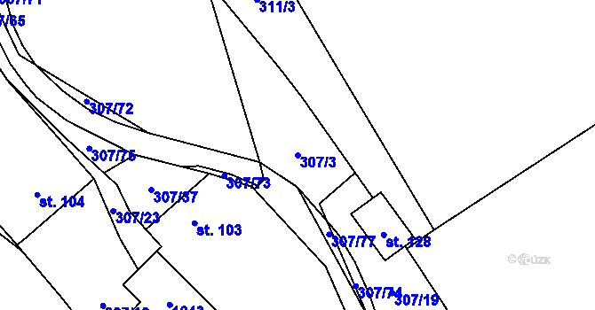 Parcela st. 307/3 v KÚ Kaliště, Katastrální mapa