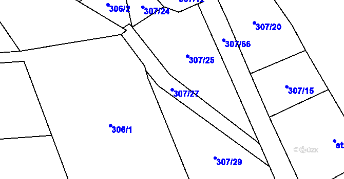 Parcela st. 307/27 v KÚ Kaliště, Katastrální mapa