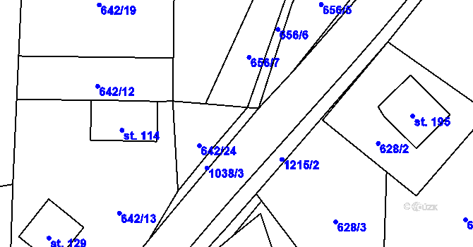 Parcela st. 642/21 v KÚ Kaliště, Katastrální mapa