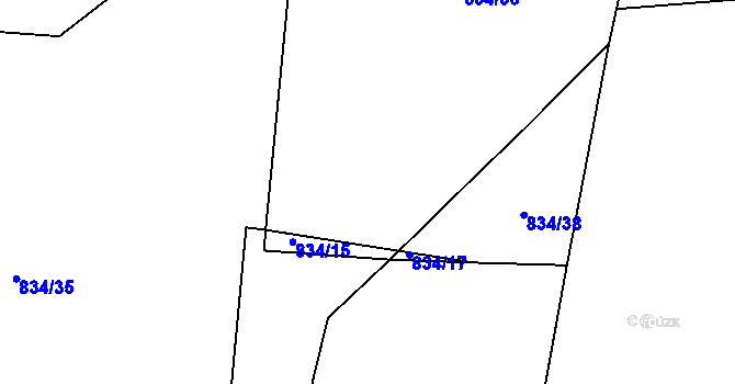 Parcela st. 834/10 v KÚ Kaliště, Katastrální mapa