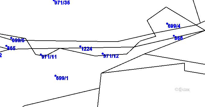 Parcela st. 971/12 v KÚ Kaliště, Katastrální mapa