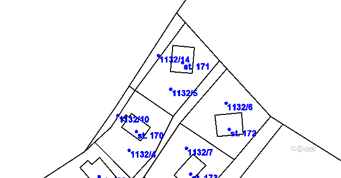 Parcela st. 1132/5 v KÚ Kaliště, Katastrální mapa