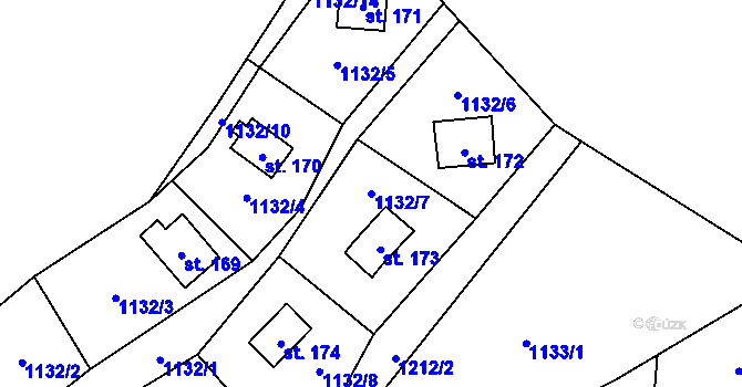 Parcela st. 1132/7 v KÚ Kaliště, Katastrální mapa
