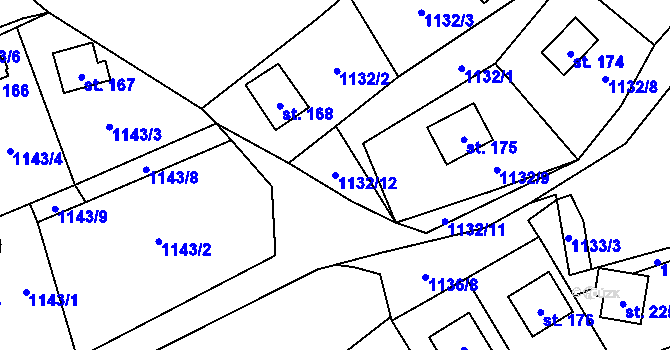 Parcela st. 1132/12 v KÚ Kaliště, Katastrální mapa