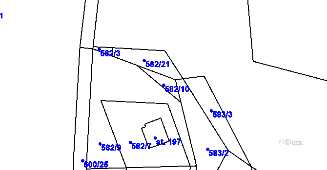 Parcela st. 582/10 v KÚ Kaliště, Katastrální mapa