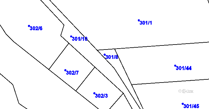 Parcela st. 301/8 v KÚ Kaliště, Katastrální mapa