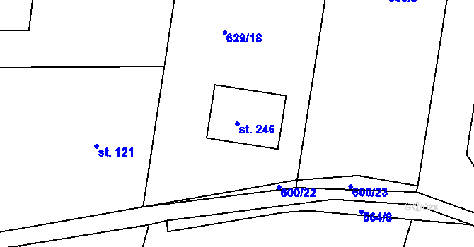 Parcela st. 246 v KÚ Kaliště, Katastrální mapa