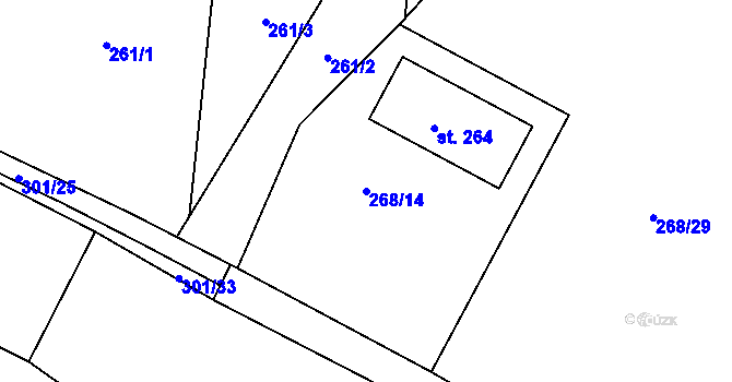 Parcela st. 268/14 v KÚ Kaliště, Katastrální mapa