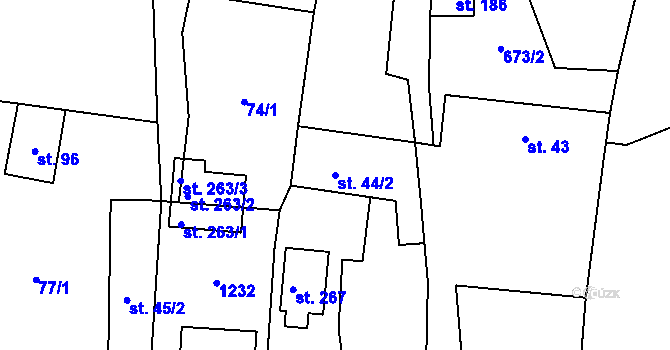 Parcela st. 44/2 v KÚ Kaliště, Katastrální mapa
