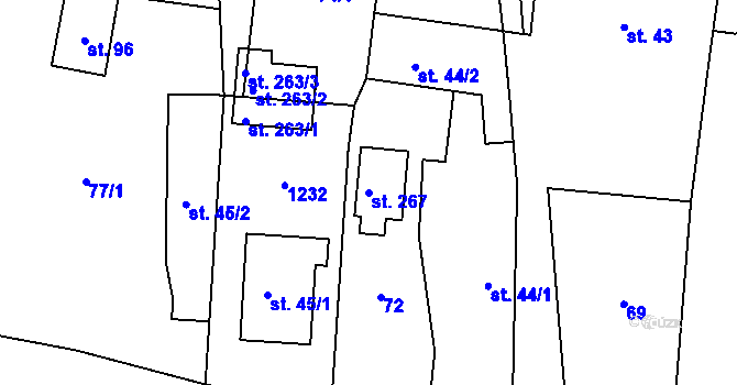 Parcela st. 267 v KÚ Kaliště, Katastrální mapa