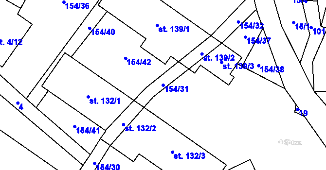 Parcela st. 154/31 v KÚ Kaliště, Katastrální mapa