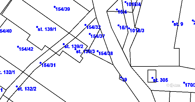 Parcela st. 154/38 v KÚ Kaliště, Katastrální mapa