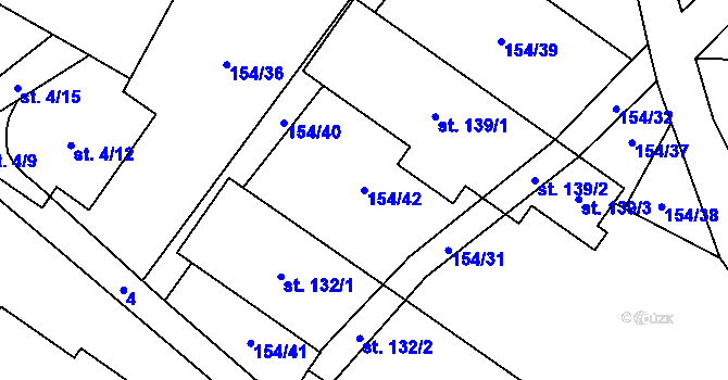 Parcela st. 154/42 v KÚ Kaliště, Katastrální mapa