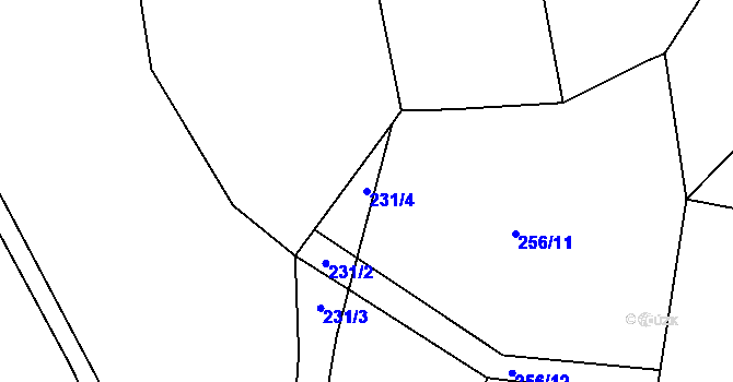 Parcela st. 231/4 v KÚ Kaliště, Katastrální mapa