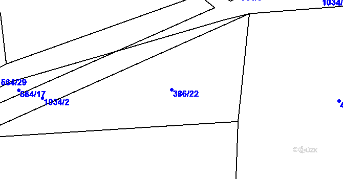 Parcela st. 386/22 v KÚ Kaliště, Katastrální mapa