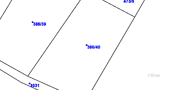 Parcela st. 386/40 v KÚ Kaliště, Katastrální mapa