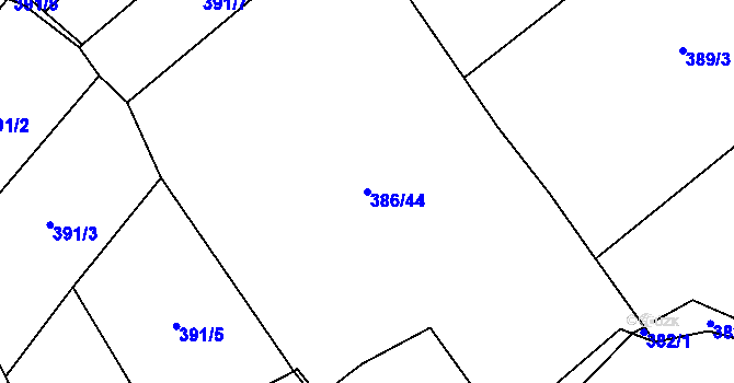 Parcela st. 386/44 v KÚ Kaliště, Katastrální mapa