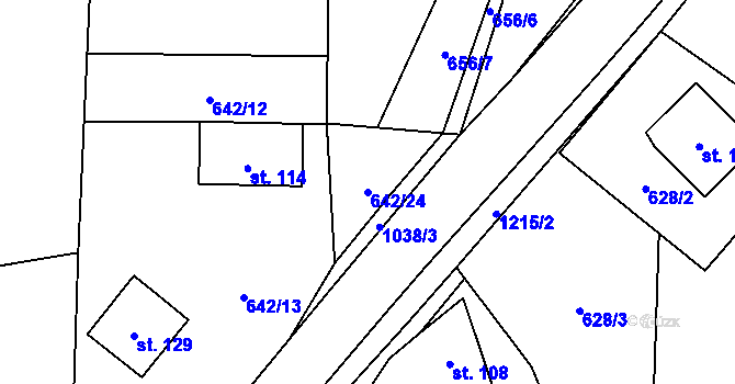 Parcela st. 642/24 v KÚ Kaliště, Katastrální mapa