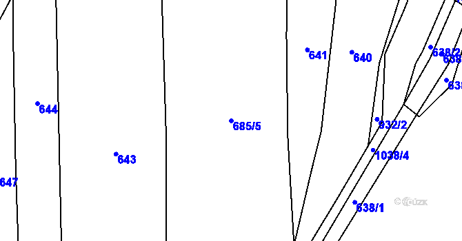 Parcela st. 685/5 v KÚ Kaliště, Katastrální mapa