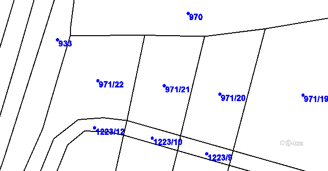 Parcela st. 971/21 v KÚ Kaliště, Katastrální mapa