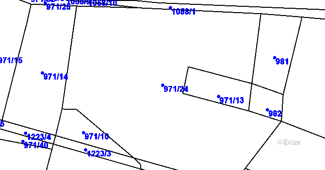 Parcela st. 971/24 v KÚ Kaliště, Katastrální mapa