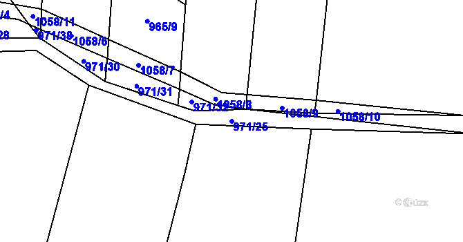Parcela st. 971/25 v KÚ Kaliště, Katastrální mapa