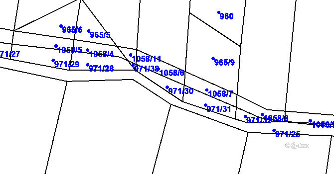 Parcela st. 971/30 v KÚ Kaliště, Katastrální mapa