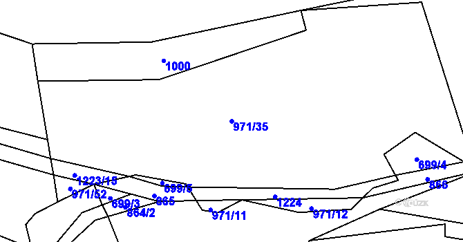 Parcela st. 971/35 v KÚ Kaliště, Katastrální mapa