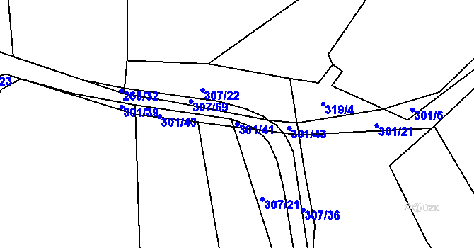 Parcela st. 301/41 v KÚ Kaliště, Katastrální mapa