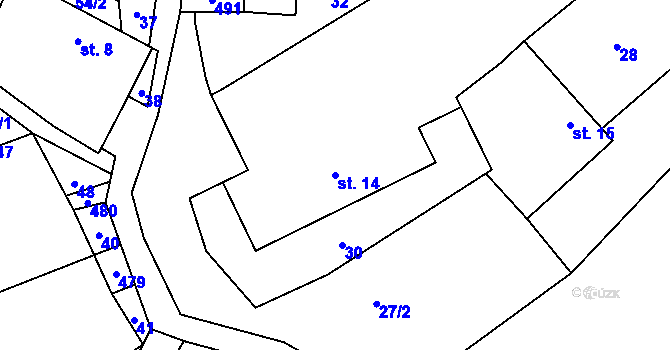 Parcela st. 14 v KÚ Býkovec, Katastrální mapa