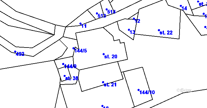 Parcela st. 20 v KÚ Býkovec, Katastrální mapa