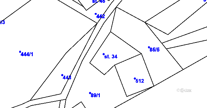 Parcela st. 34 v KÚ Býkovec, Katastrální mapa