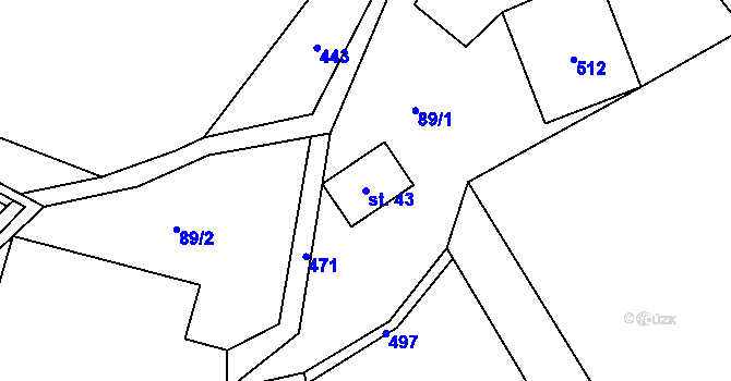 Parcela st. 43 v KÚ Býkovec, Katastrální mapa